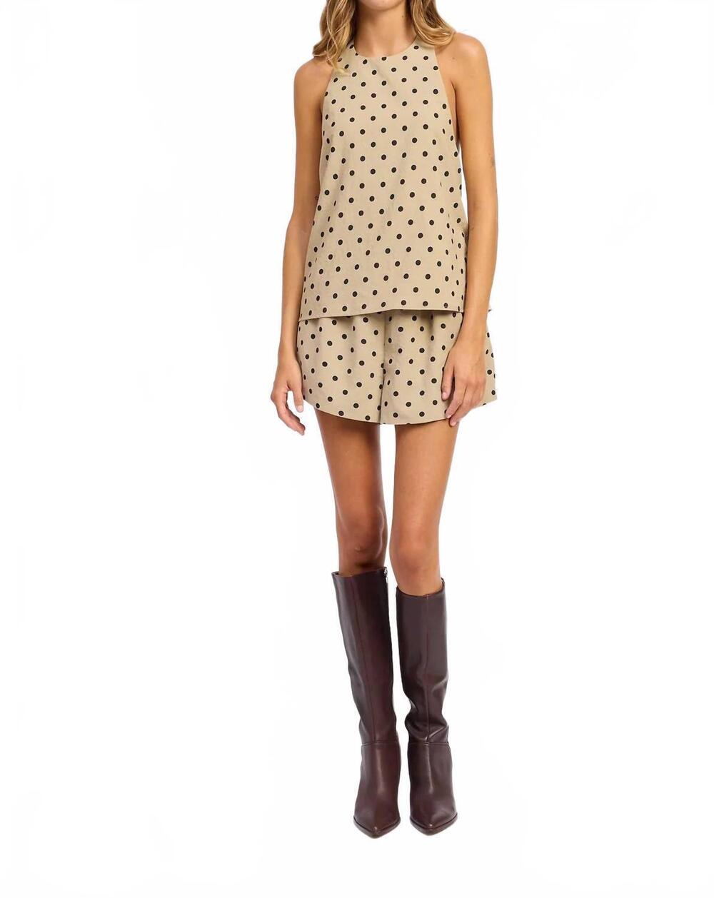 NEW EN SAISON hadley tunic top in brown dots